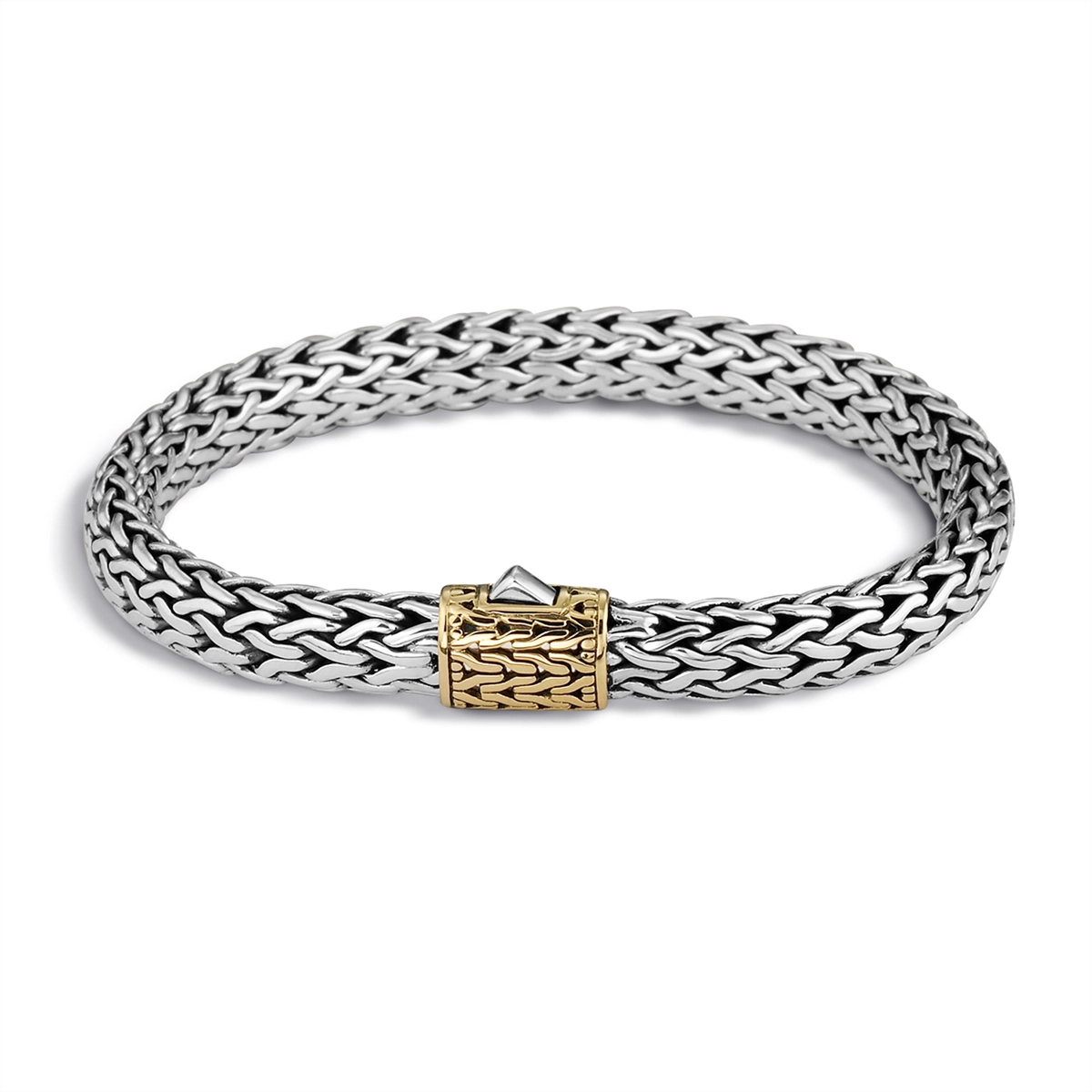 Women’s stackable bangles-John Hardy Classic Chain Silver & Gold 7.5mm Bracelet, Size M