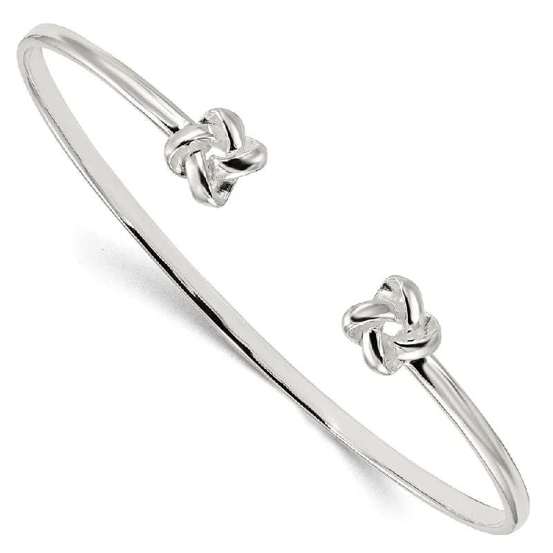 Women’s bohemian bangle-Sterling Silver Polished Love Knot Cuff Bracelet-WBC-QB1214