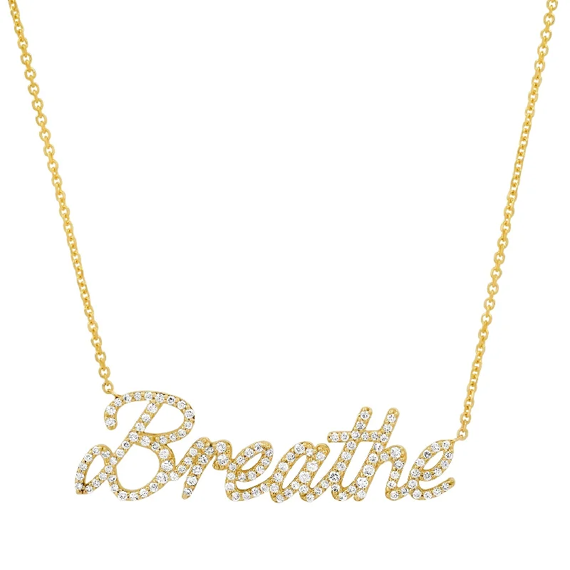 Women’s sparkling gold necklace-Custom Diamond Script Nameplate Necklace