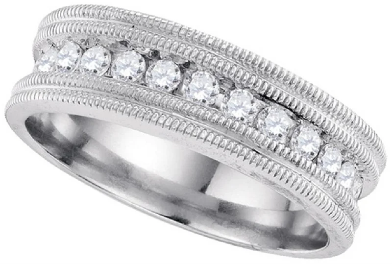 Women’s Art Deco engagement ring-1/2 Ct. Natural Diamond Men's Wedding Band Ring in 10K White Gold