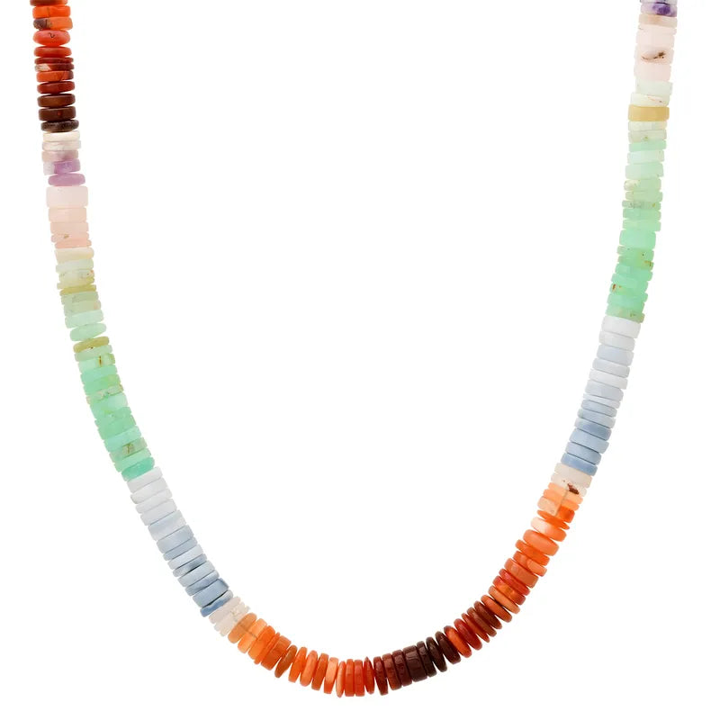 Women’s unique pendant necklace-Peruvian Opal Disk Bead Necklace