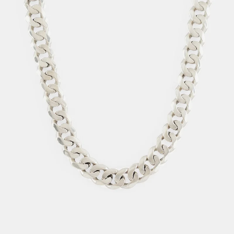 Women’s luxury sapphire necklace-Silver 10mm Curb Chain