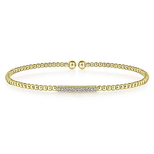 Women’s emerald bracelet-14K Yellow Gold Diamond Cuff Bracelet