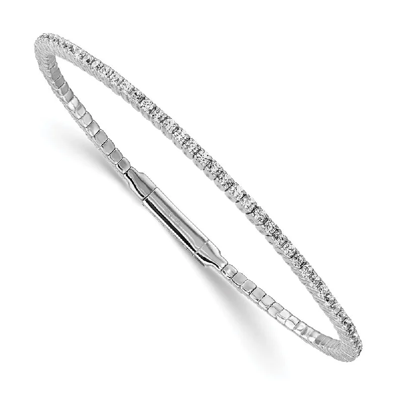 Women’s contemporary bracelet-Sterling Silver CZ Flexible Bangle Bracelet-WBC-QB1362