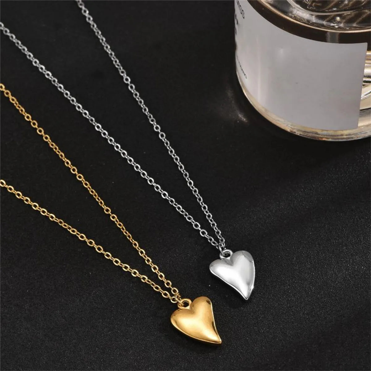 Women’s geometric necklace-Elegant Heart Shape Stainless Steel Plating 18k Gold Plated Pendant Necklace