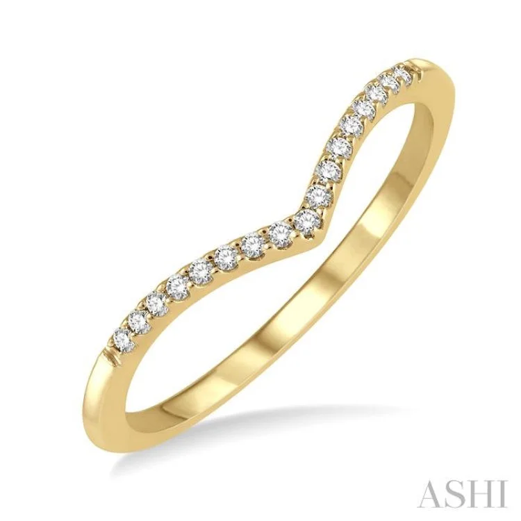 Women’s custom engagement ring with engraving-1/10 ctw Chevron Round Cut Diamond Petite Ring in 10K Yellow Gold