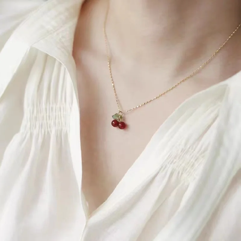 Yc [H218] Cherry Necklace [Gold]