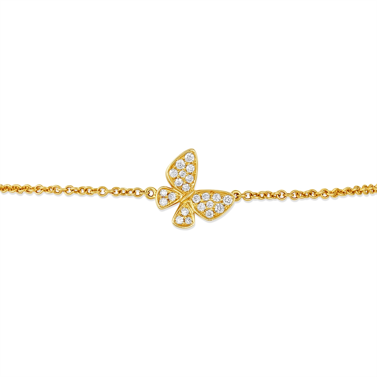 Women’s diamond bracelet-18K Yellow Gold Diamond Butterfly Adjustable Bracelet