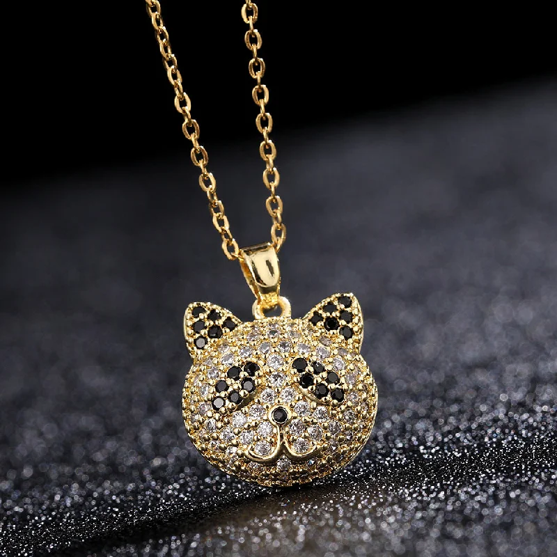 Women’s elegant necklace-Cartoon Style Hip-hop Retro Bear Copper Plating Inlay Zircon Gold Plated Pendant Necklace