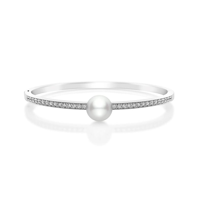 Women’s classic bracelet-Mikimoto 18K White Gold Cultured White South Sea Pearl and Diamond Bracelet