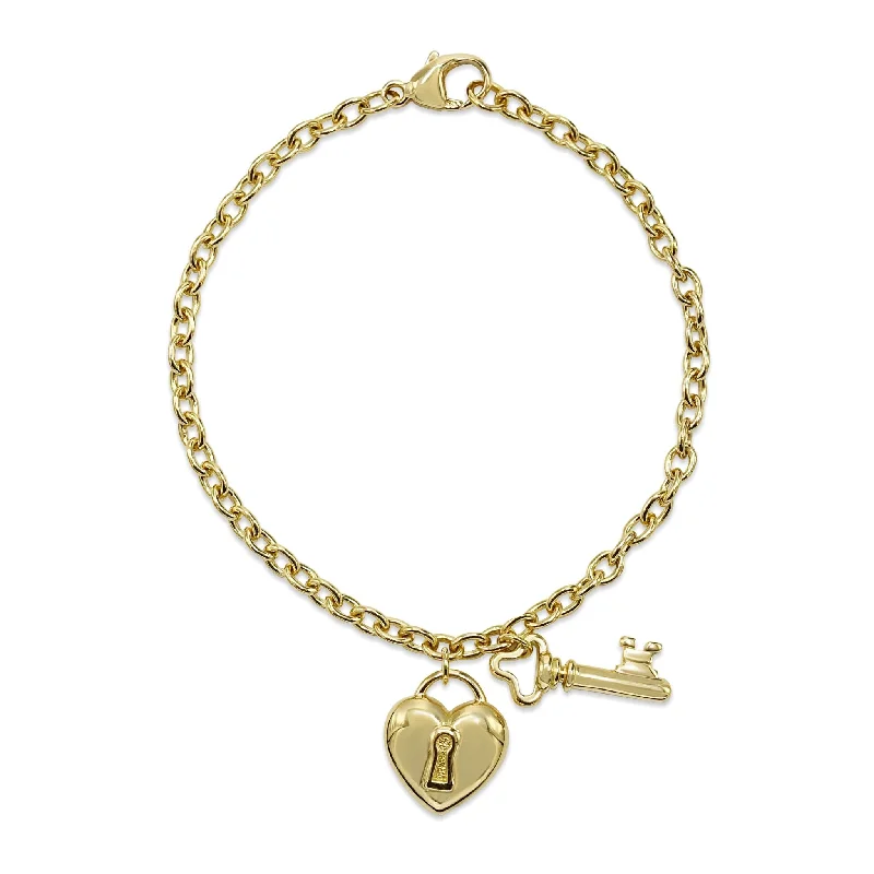 Women’s antique bracelet-Tiffany Heart & Padlock 6.5" Bracelet - 18ct Yellow Gold