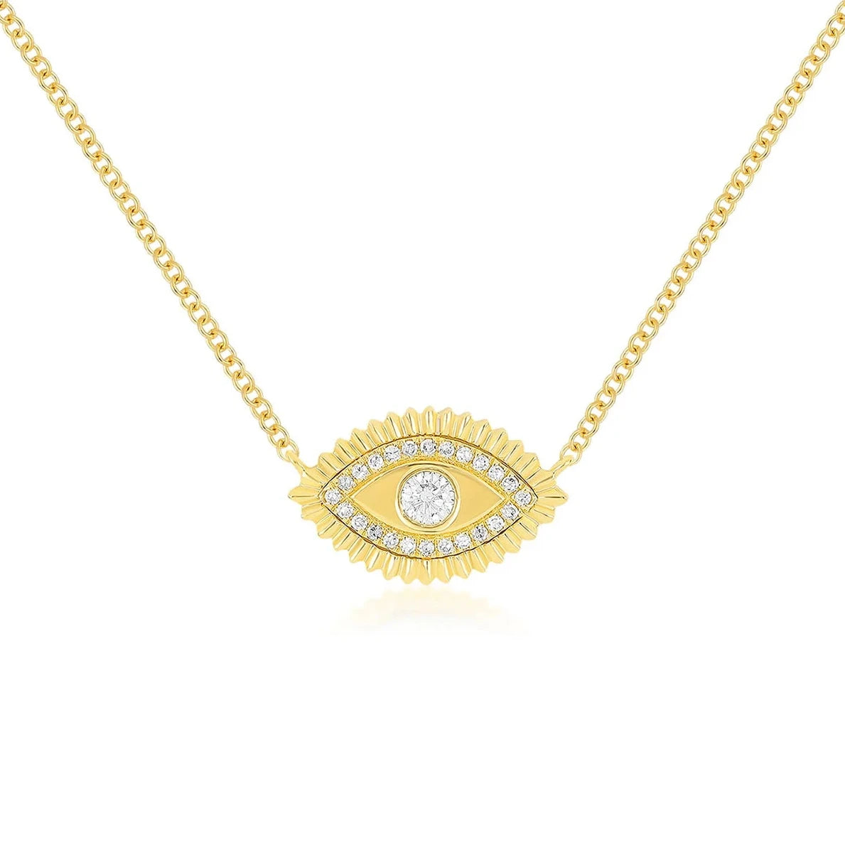 Women’s exclusive necklace design-Gold & Diamond Evil Eye Protection Necklace