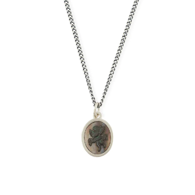 Women’s adjustable necklace-Silver Cherub Cameo Necklace