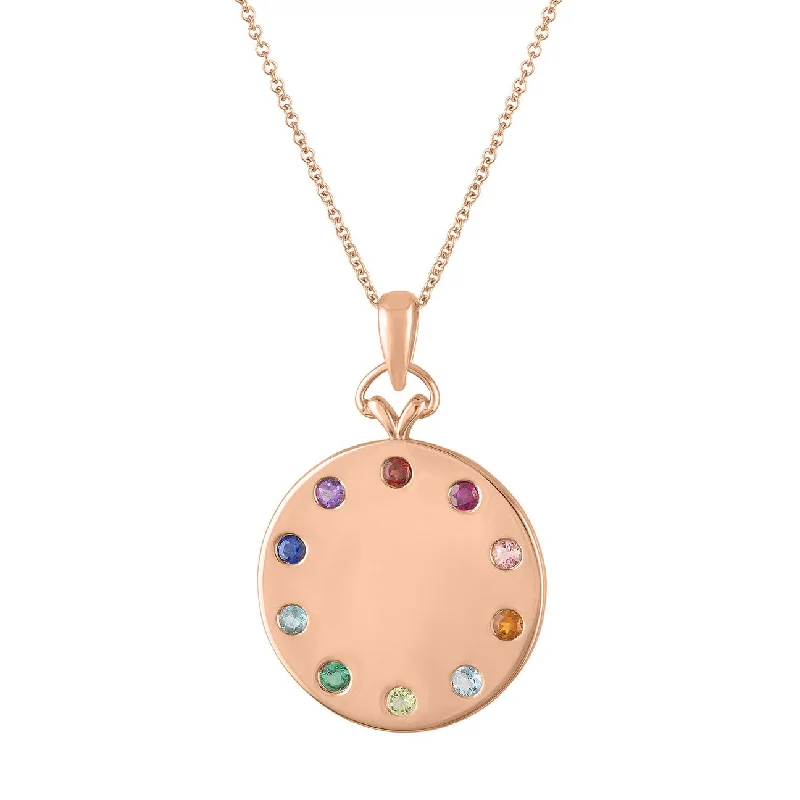 Women’s heart-shaped necklace-Minerva Rainbow Initial Disc Pendant Necklace