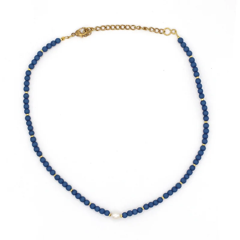 Women’s gemstone-studded necklace-Mayu Beaded Pearl Choker