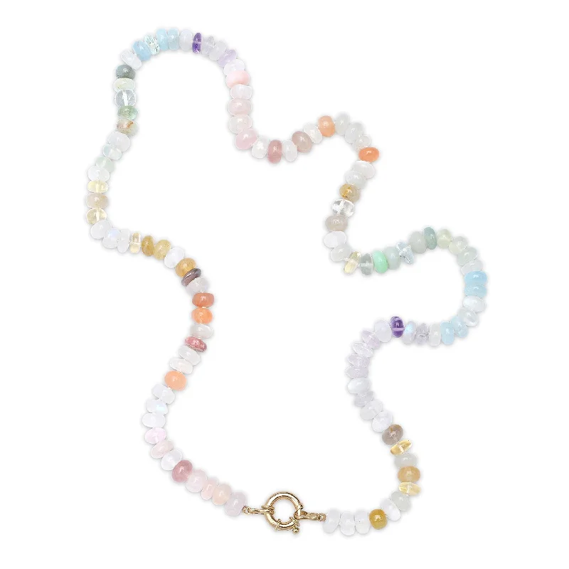 Women’s wedding day necklace-Barely There Rainbow Semiprecious Beaded Necklace