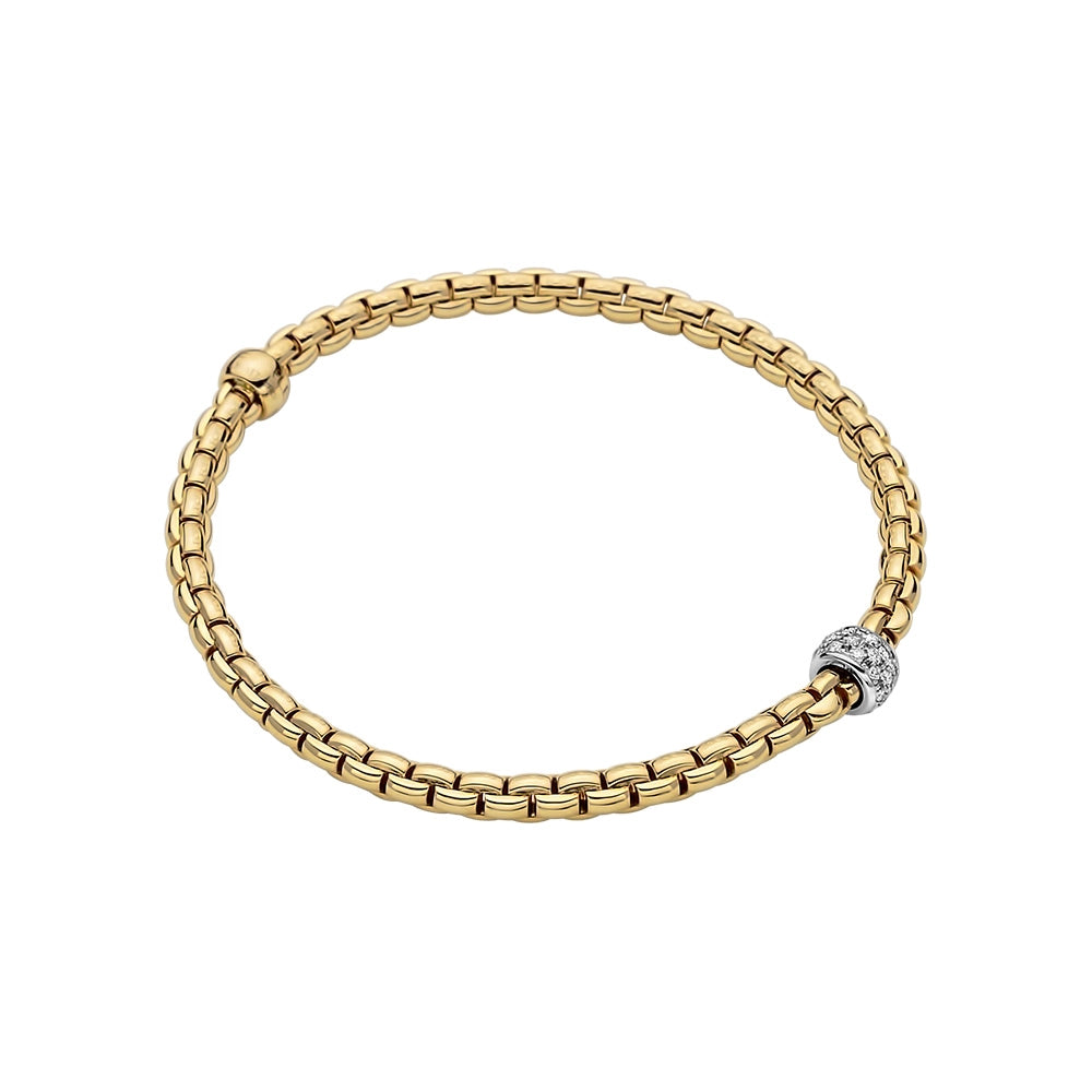 Women’s vintage-inspired bracelet-FOPE 18K Yellow Gold Eka Tiny Collection Diamond Accent Bracelet