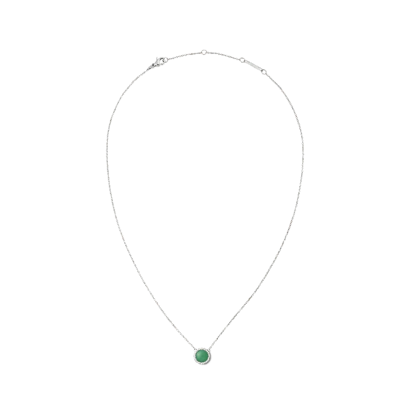 Women’s gemstone-studded necklace-Audrey Necklace Jade Silver