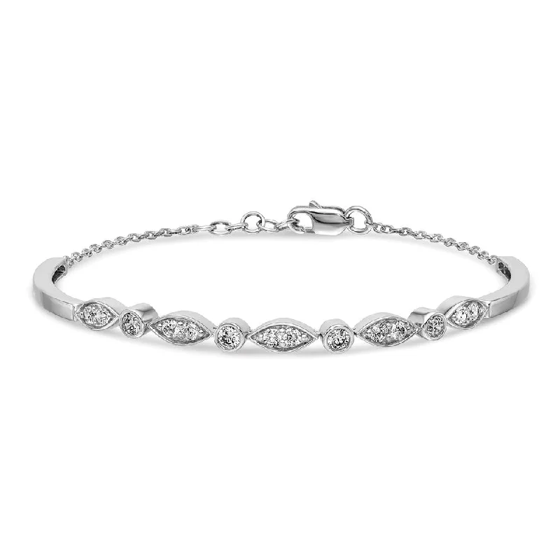 Women’s simple bracelet-14k White Gold Diamond Bangle Bracelet-WBC-BM3725-100-WA