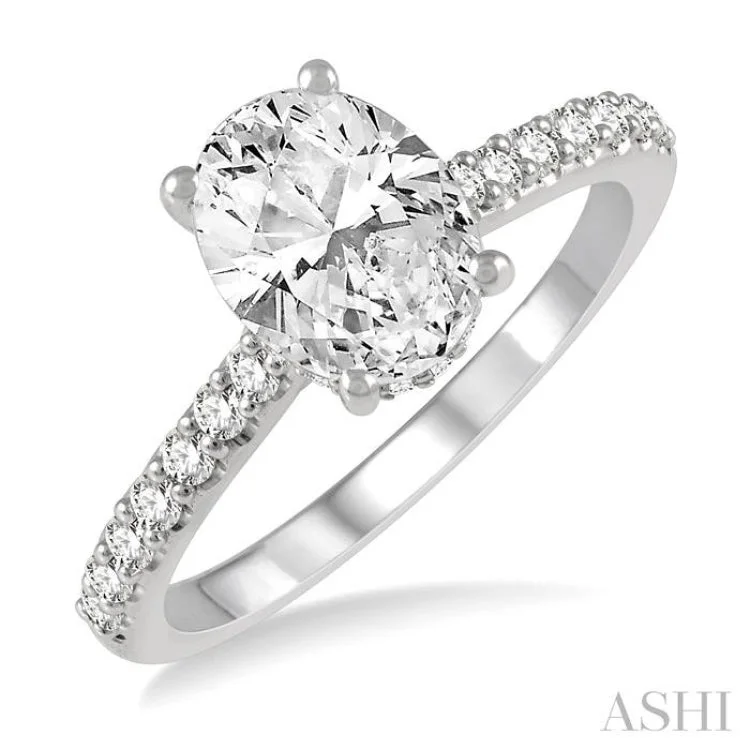 Women’s round cut engagement ring-1/3 ctw Semi-Mount Diamond Engagement Ring in 14K White Gold