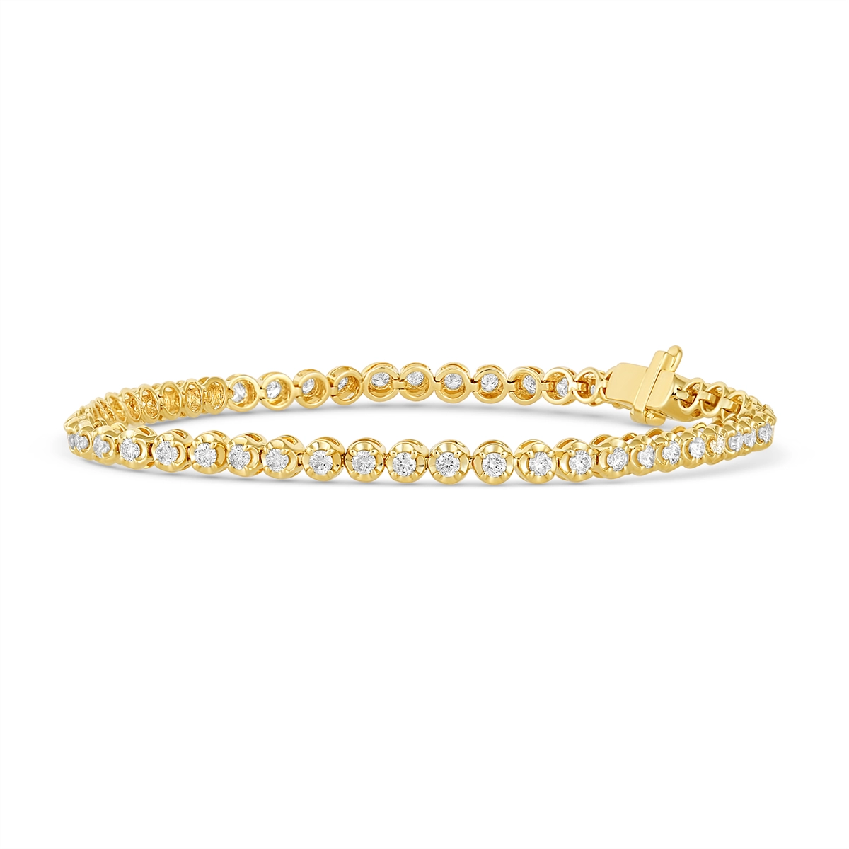 Women’s trendy bracelet-14K Yellow Gold Illusion Set Diamond Tennis Bracelet