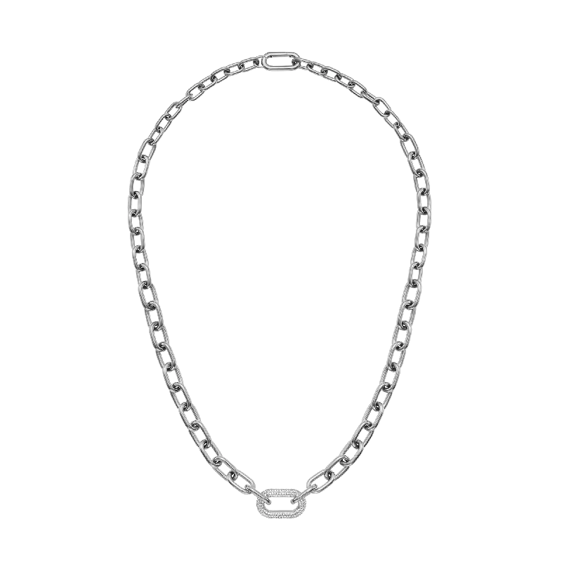 Women’s diamond necklace-Crystal Link Necklace Silver