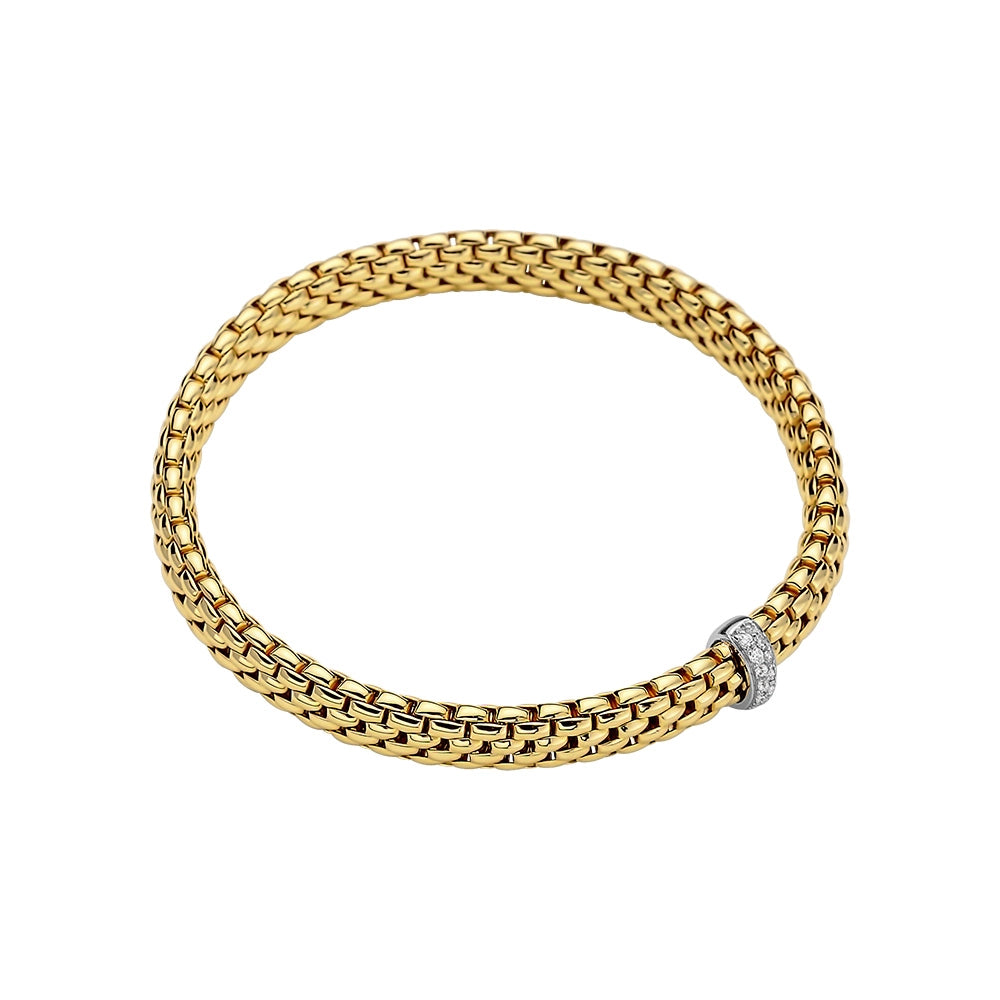 Women’s bracelet set-Fope 18K Yellow and White Gold Vendome Collection Diamond Bracelet, Large Size