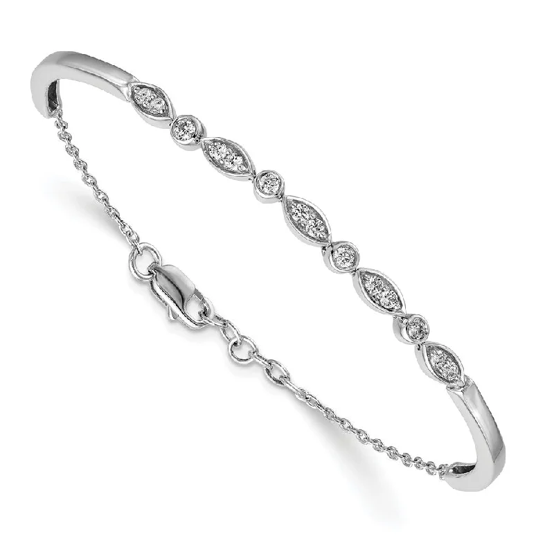 Women’s silver chain bracelet-14k White Gold Diamond Bangle Bracelet-WBC-BM3725-050-WA