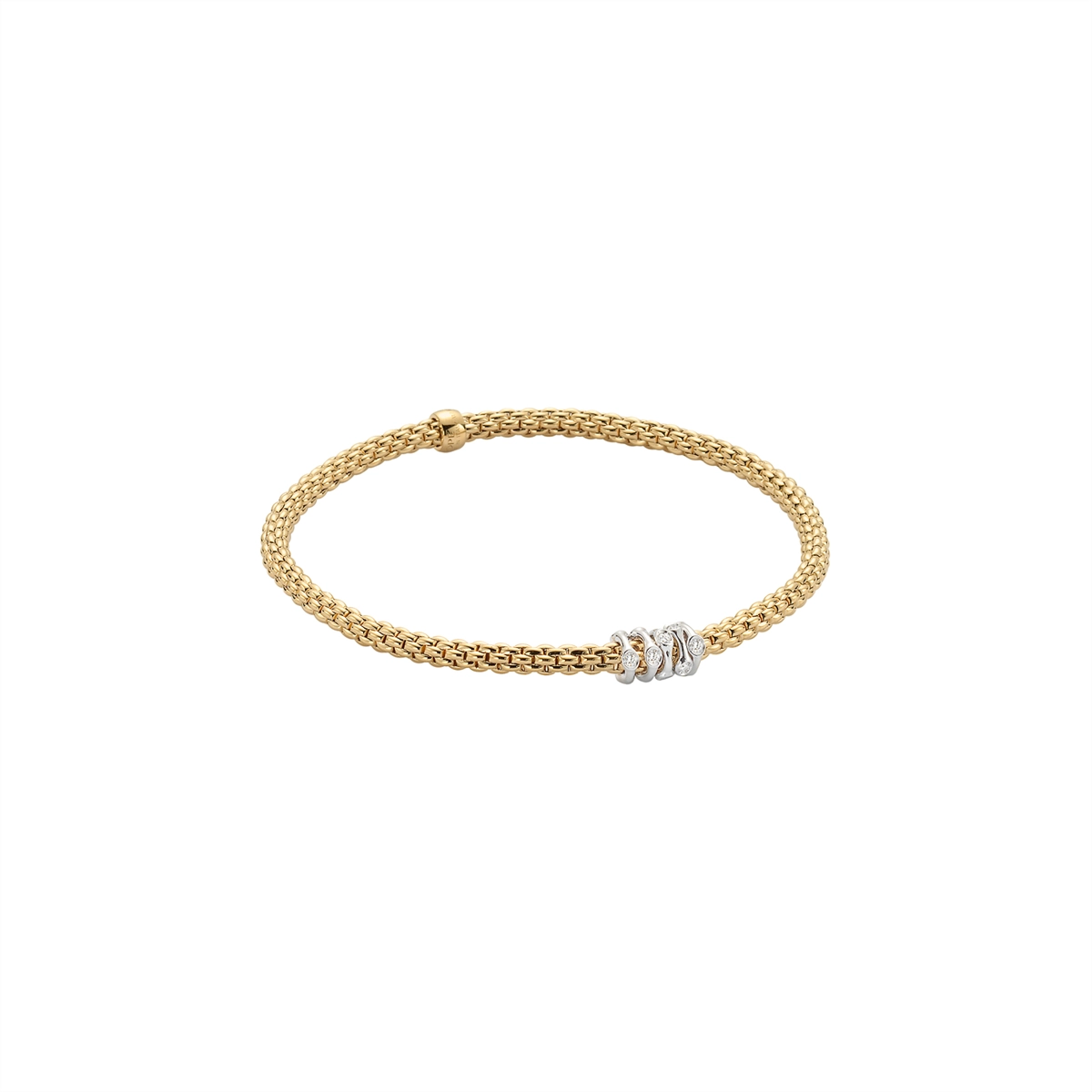 Women’s beautiful bracelet set-Fope 18K Yellow and White Gold Prima Collection Bracelet with Diamonds, Small Size