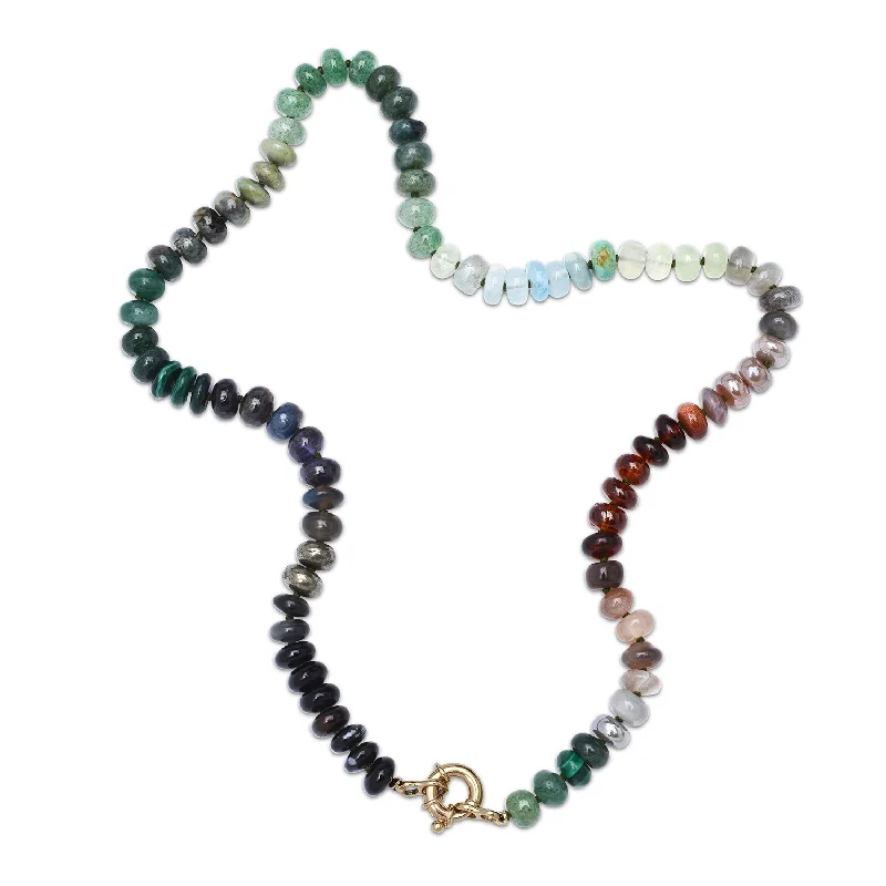 Women’s silver pendant necklace-Camo Semiprecious Beaded Necklace